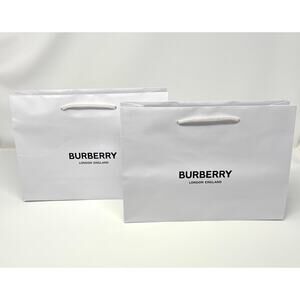 Burberry Shopping Bags x 2 White 11.5 x 8.0 inches NEW
